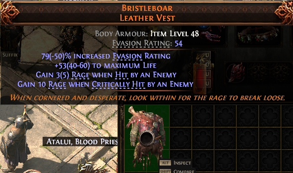 MMOJUGG Path of Exile 2 BRISTLEBOAR LEATHER VEST#935931 Details View of Item Function and Use